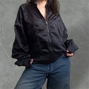 Black Fabletics M Bomber Jacket with zip pockets